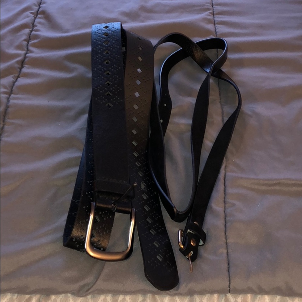 Two black size 3 belts